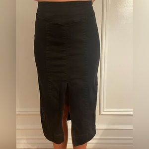 Free People Black Denim Midi Skirt- Size 0